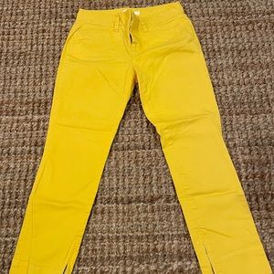 Ann Taylor LOFT golden yellow cotton pants zip ankle, size 0.